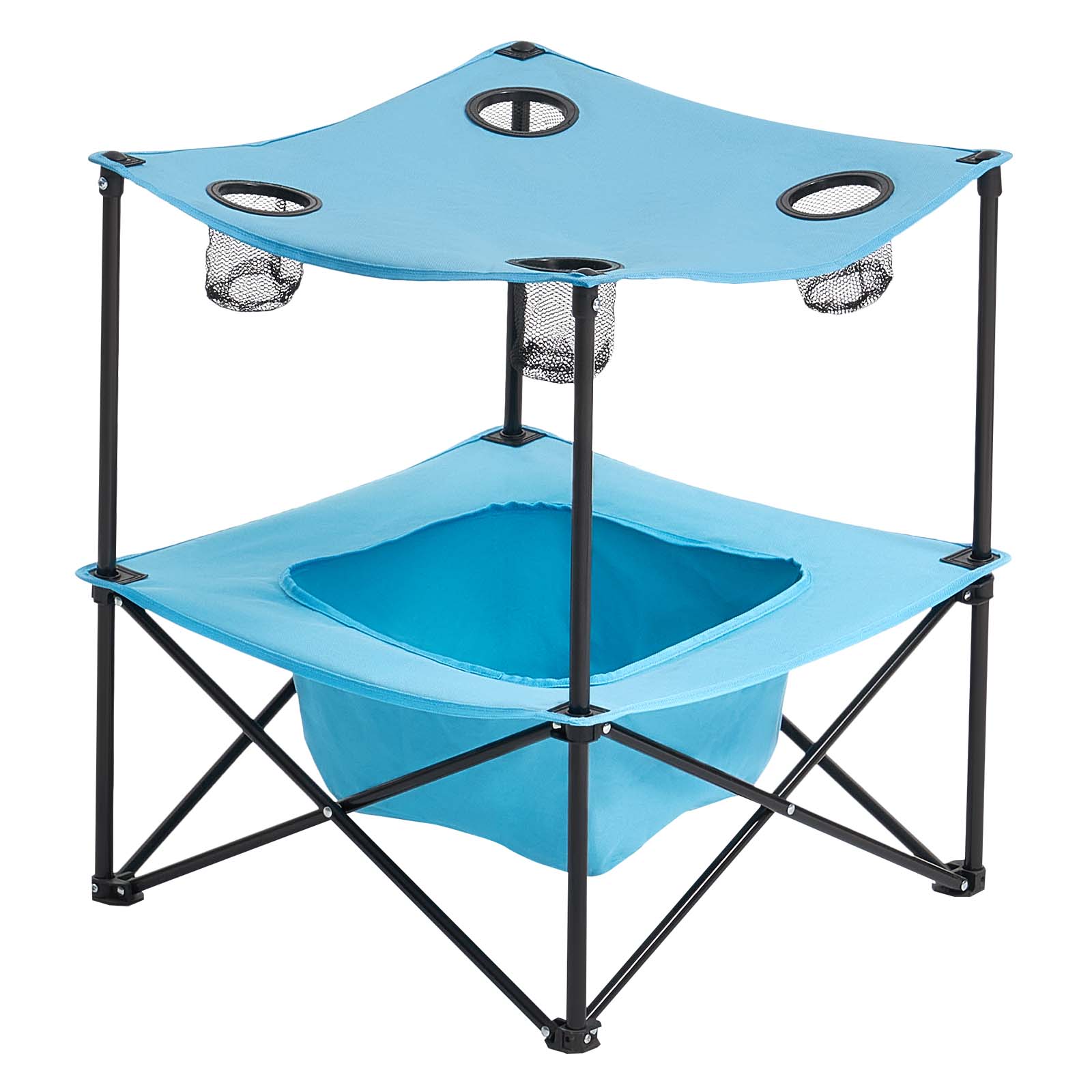 Folding Portable Camping Table Oxford Outdoor Picnic Square Table 4 Cup Holders_voghion.com
